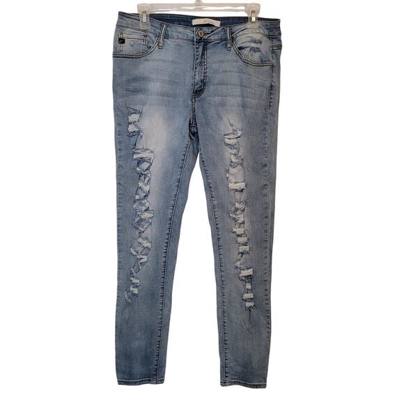 KanCan Women’s Size 13 Distressed Skinny Jeans Light Wash Stretch Denim - Picture 1 of 8